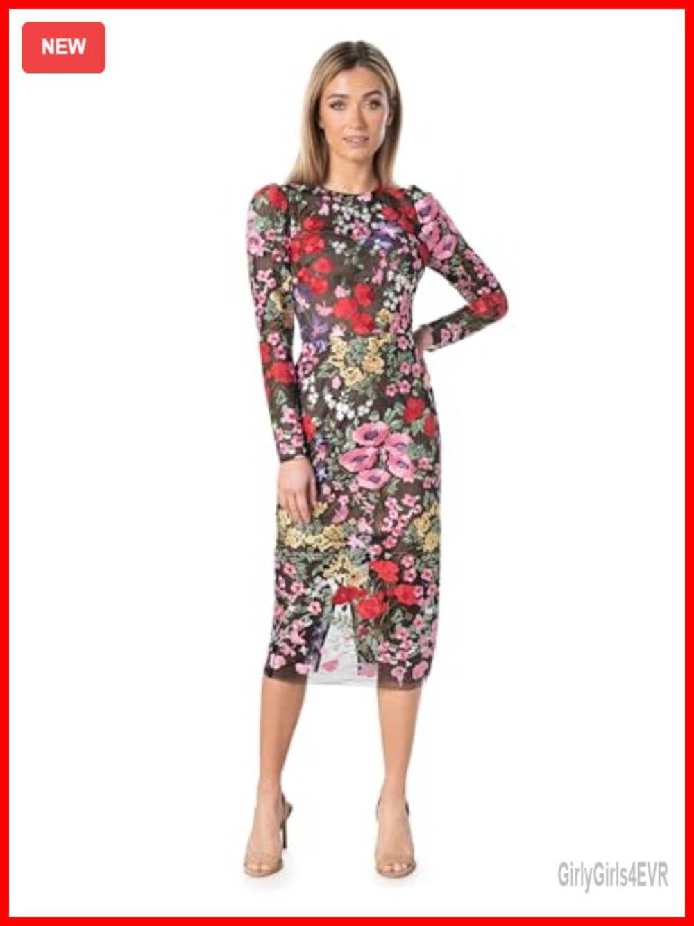 Sophia Bodycon Midi Dress Long Sleeve Boat Neck Cocktail Party